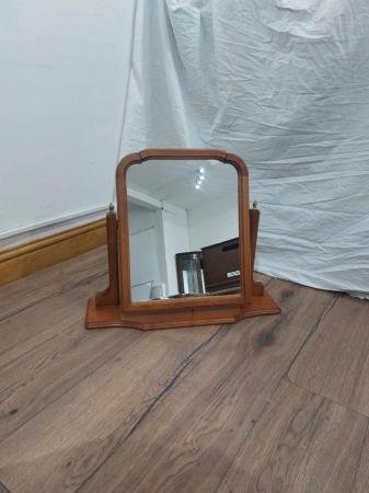 Image 1 of Wooden frame tabletop mirror.