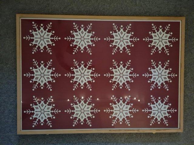 Preview of the first image of Large framed snowflake graphic print.