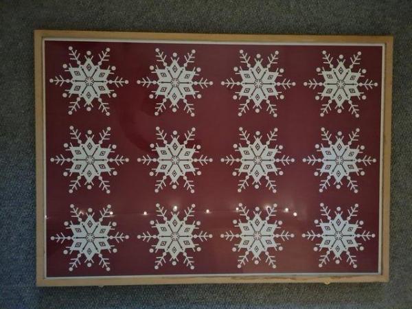Image 1 of Large framed snowflake graphic print