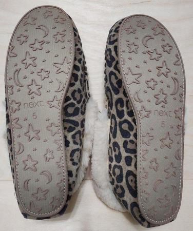 Image 5 of New NEXT Women's Leather Leopard Print Slippers UK 5 Collect