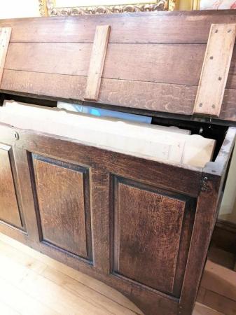 Image 5 of Antique Solid Oak Coffer / Sideboard / Trunk / Storage