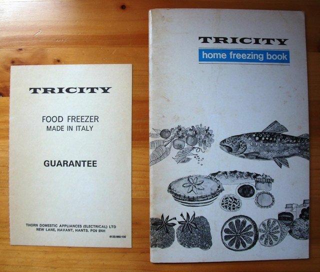 Preview of the first image of Vintage (1970s?)Tricity home freezing book & Tricity freezer.