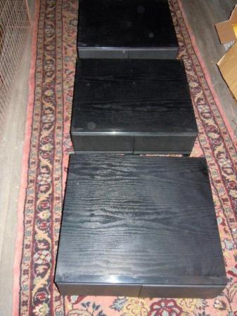Image 1 of VHS Video Tape Storage Units Black Ash x 3 Stackable So Retr
