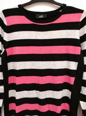 Image 1 of New Wallis Multicoloured Knit Jumper Size 12 Black Pink Grey