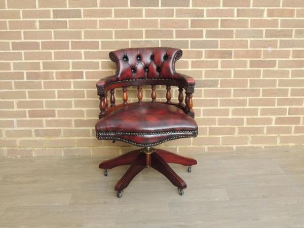Image 3 of Vintage Ox Blood Captains Chesterfield Chair (UK Delivery)
