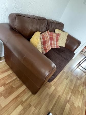 Image 3 of Dark Brown Leather Sofa x2