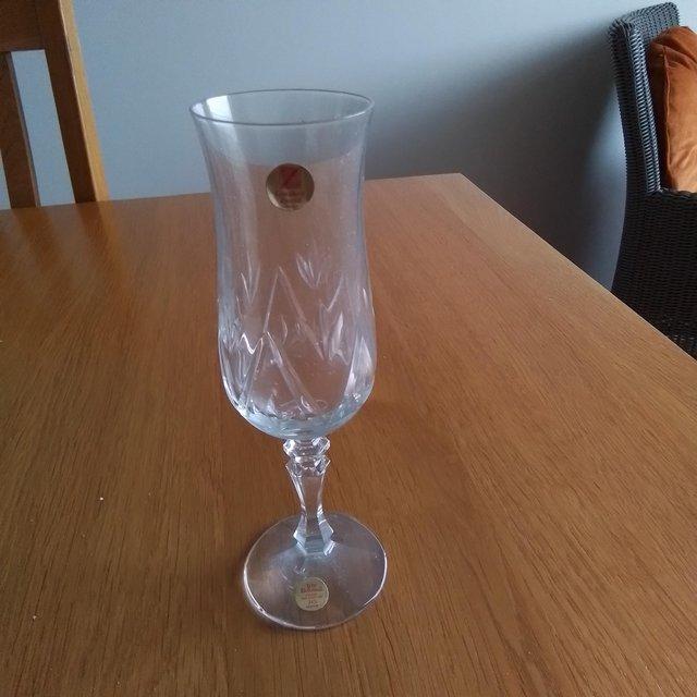 Preview of the first image of Six Lead Crystal Flute Glasses.
