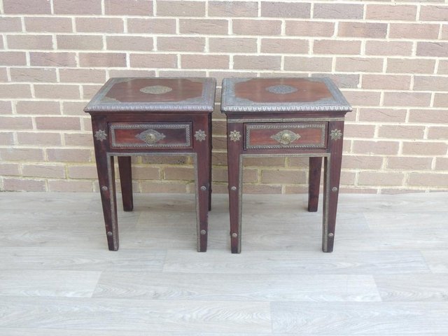 Preview of the first image of Pair of Indian Bedside Tables (UK Delivery).