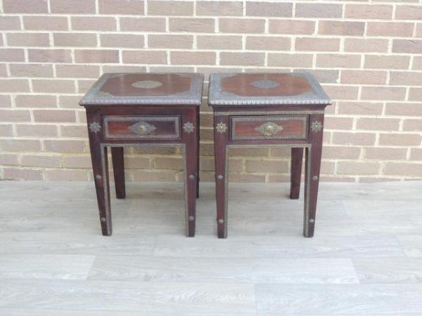 Image 1 of Pair of Indian Bedside Tables (UK Delivery)