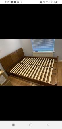 Image 1 of JOHN LEWIS oak dark wood King size bed frame