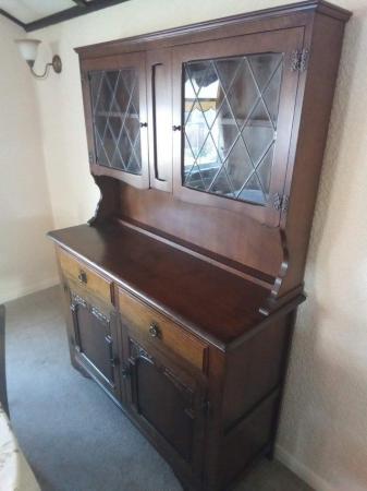 Image 2 of Dark Wood Welsh Dresser with Two Drawers and Two Cupboards