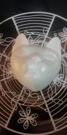 Image 1 of Moon Gazing Cat Ornament White BRAND NEW -Hand Made
