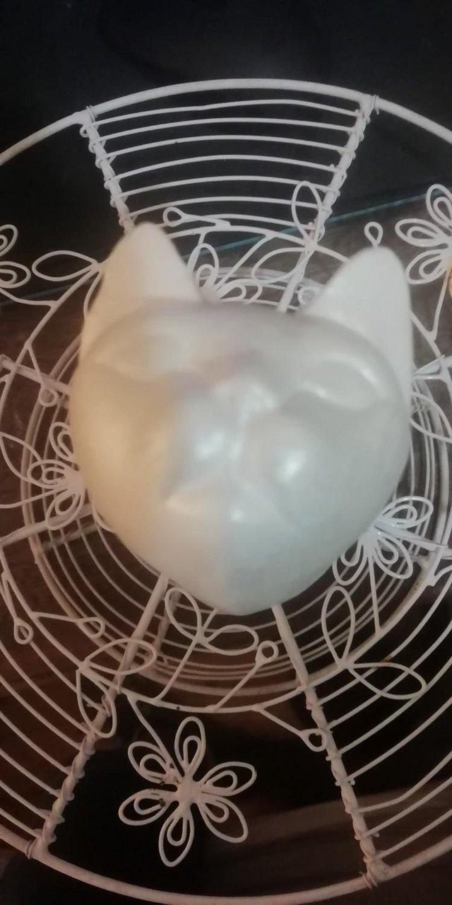 Preview of the first image of Moon Gazing Cat Ornament White BRAND NEW -Hand Made.