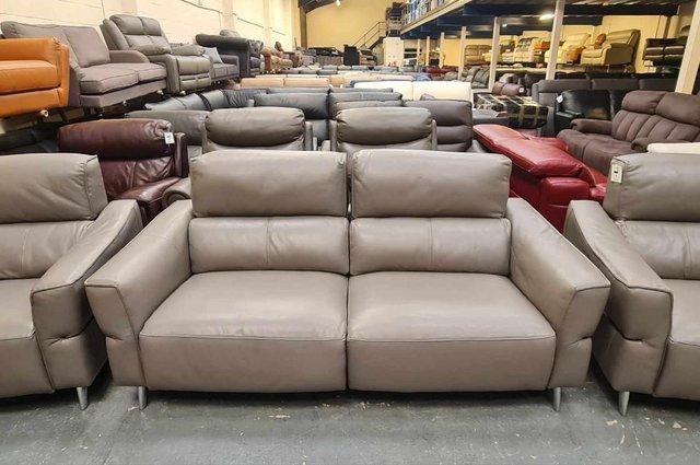 Image 14 of Dakota grey leather electric recliner sofa and 2 armchairs