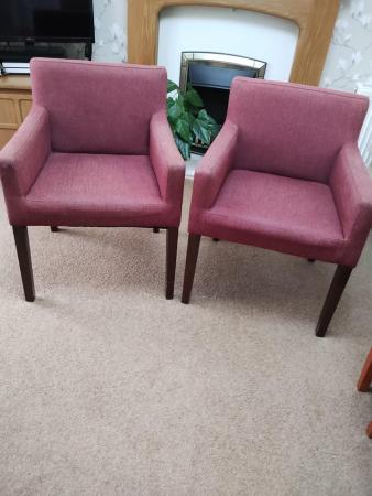 Image 1 of Pair of dark red dining chairs