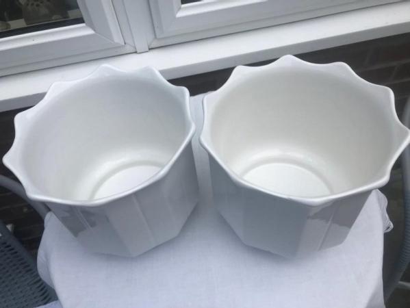 Image 2 of Pair of large white ceramic planters
