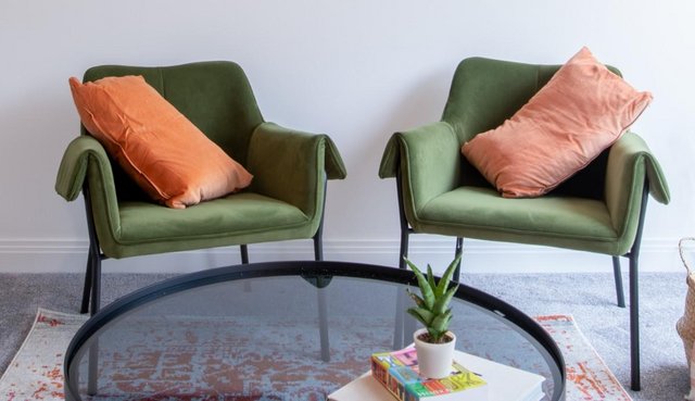 Preview of the first image of Green velvet armchairs (x 2 available).