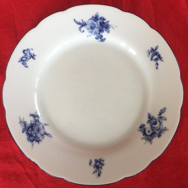 Preview of the first image of Pretty blue & white Bohemia fine porcelain plate.Czech Repub.