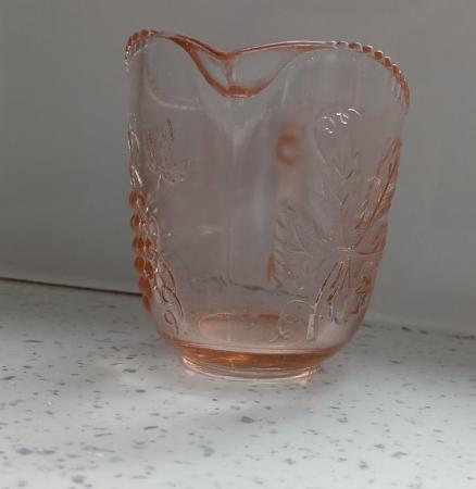Image 13 of A Small Vintage Glass Jug with Orange Hues.  Height 3.1/2".