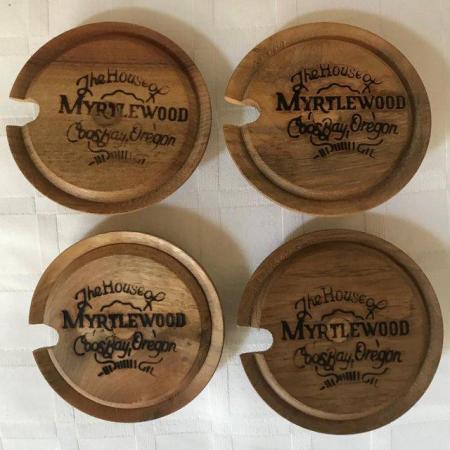 Image 3 of 4 unused vintage Myrtlewood lids, Oregon, USA.