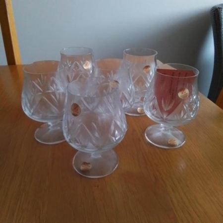 Image 2 of Set of Six Lead Crystal Brandy Glasses
