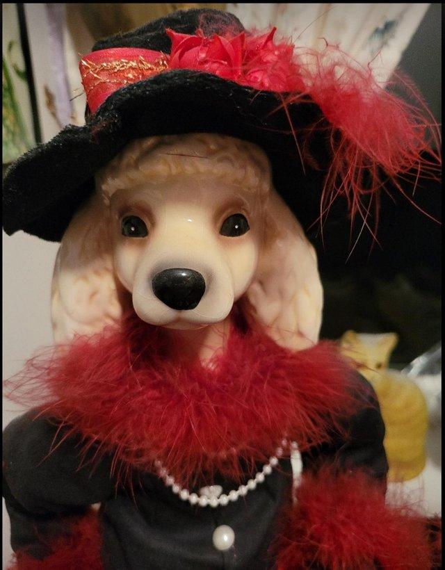 Preview of the first image of Ceramic Poodle Porcelain Pot dog collectors doll 19" Tall.