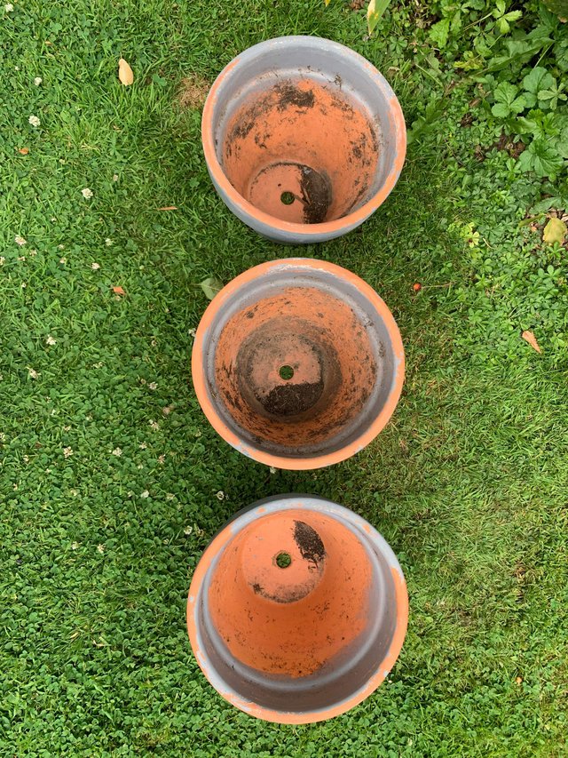 Preview of the first image of 3 terracotta plant pots.