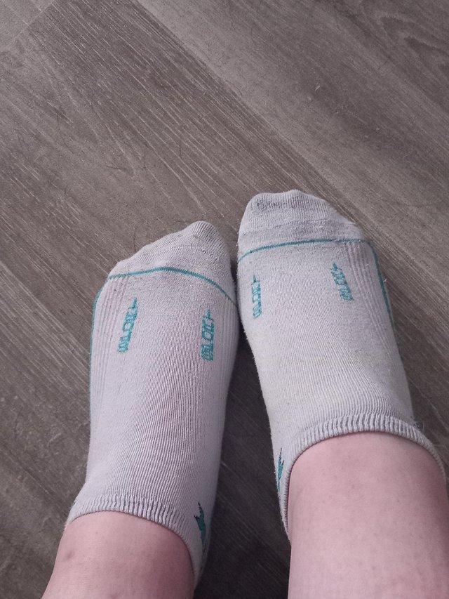 Preview of the first image of Ladies worn trainer socks.