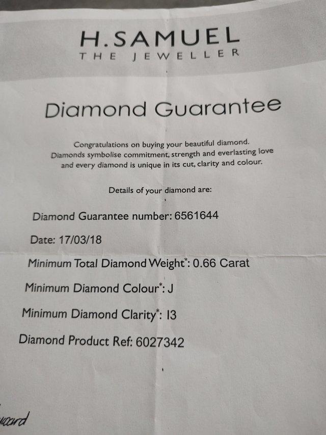 BEAUTIFUL H SAMUEL 9CT WHITE GOLD .66CT DIAMOND RING COMPLET — photo 2 of 3
