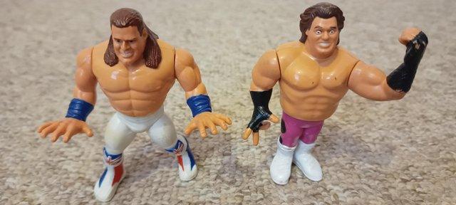 Preview of the first image of wwf wrestling action figures buldog & beefcake free postage.