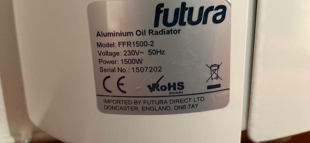 Image 1 of Futura aluminium electric oil radiator with wall brackets