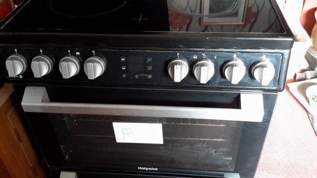 Image 1 of Hotpoint ceramic black double oven