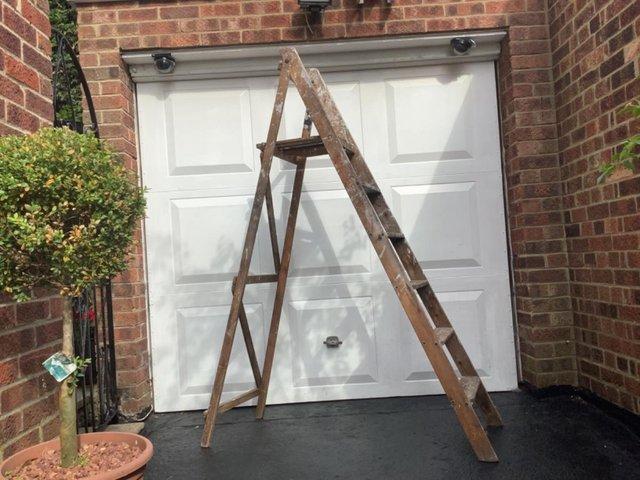 Preview of the first image of VINTAGE WOODEN STEP LADDERS SHABBY CHIC.