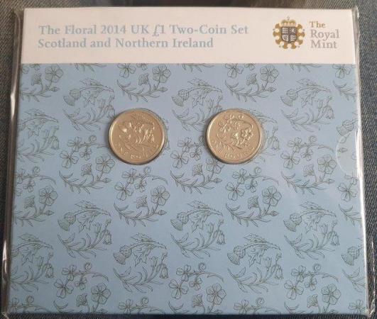 Image 2 of R.Mint The Floral £1 2-Coin Set Scotland & N.Ireland