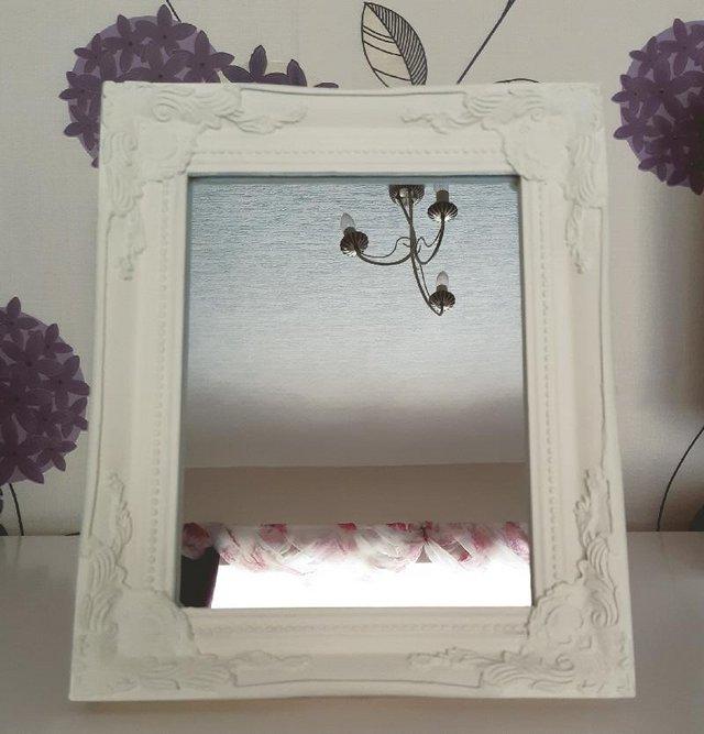 Preview of the first image of Pretty Shabby N Chic Ornate Freestanding Mirror.
