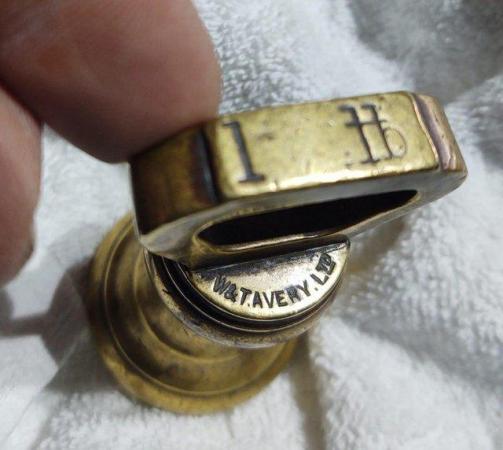 Image 2 of Set of 7 Antique Nicely Shaped Brass Weights W&T Avery Ltd