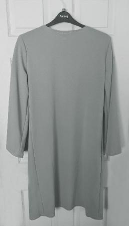 Image 2 of Boohoo Long Light Grey Wide Sleeve Kimono Coat - Size M  B13