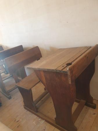 Image 1 of 3 vintage oak school desks