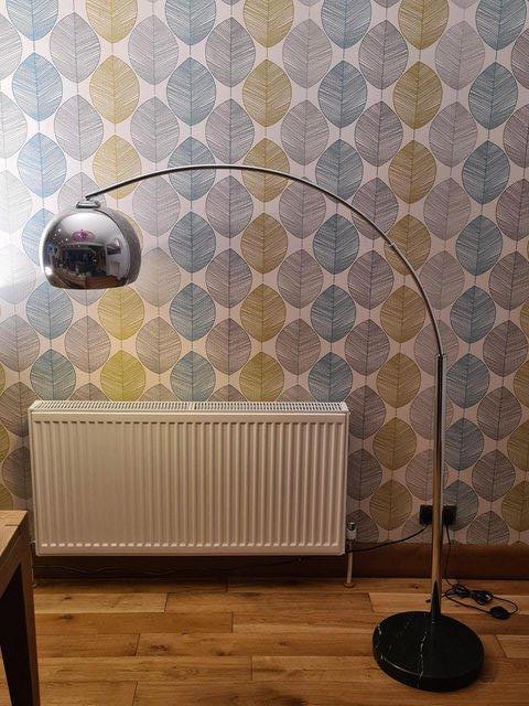 Preview of the first image of Large Extending Chrome Arc Floor Lamp.