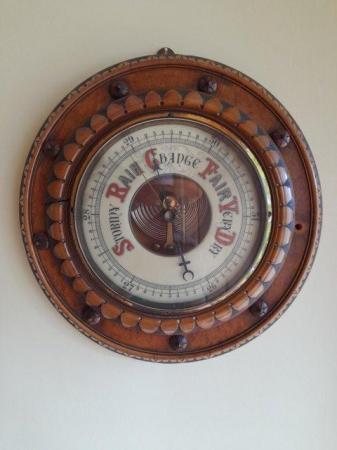 Image 1 of barometer (wooden with round face)