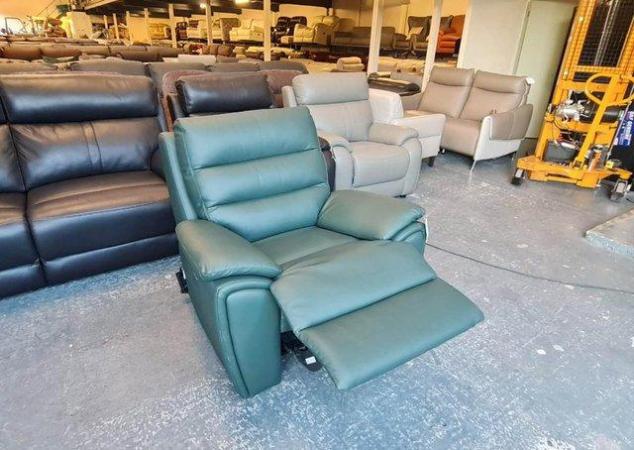Image 9 of Winslow forest green leather electric recliner armchair
