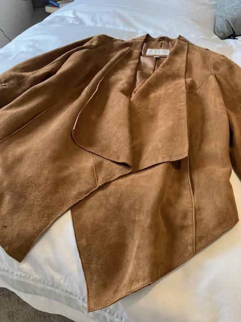 Preview of the first image of Michael Kors suede jacket, size small.