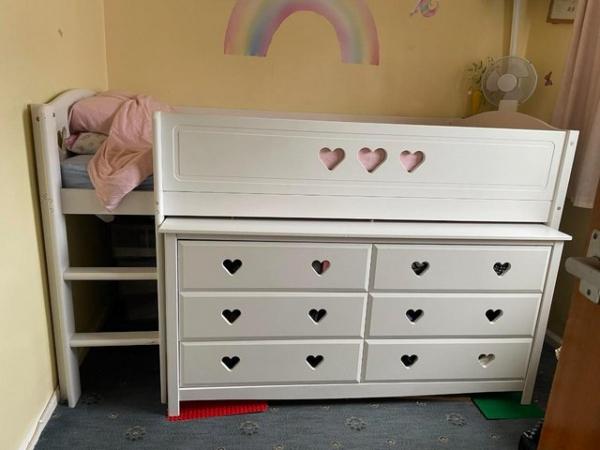Image 1 of Girls Mid-Sleeper Bed with Mattress