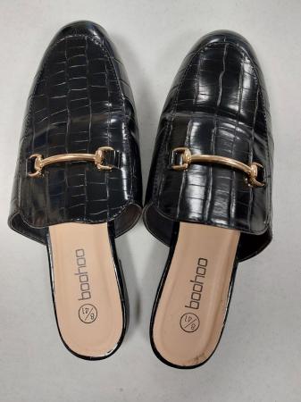 Image 3 of Boohoo flat black slip on sandals