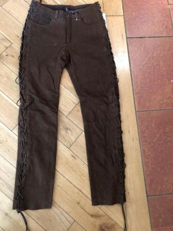 Image 1 of Brand new, 32W, Long, suede Hein Gericke string side jeans