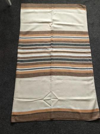 Image 1 of Vintage table cloth in creams and brown stripes
