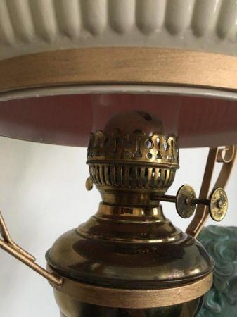 Image 2 of VINTAGE HANGING BRASS DECORATIVE OIL LAMP