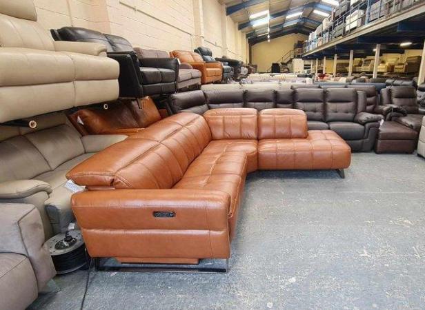 Image 12 of Packham Metz caramel leather electric recliner corner sofa