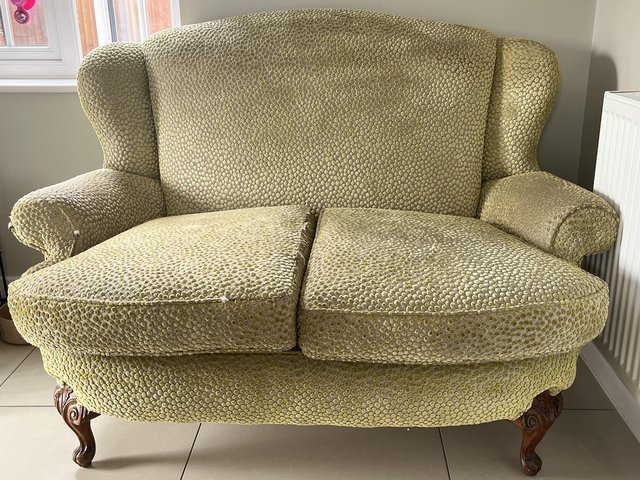 Preview of the first image of Worn Antique Victorian 5 piece sofa suite.