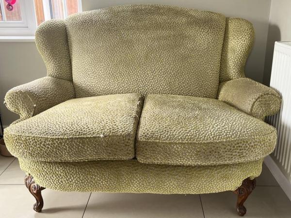 Image 1 of Worn Antique Victorian 5 piece sofa suite